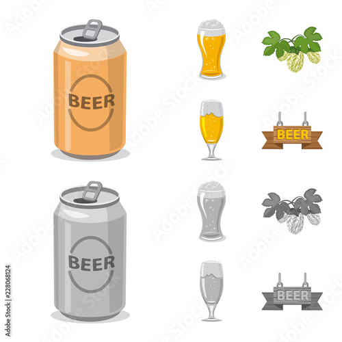 Vector illustration of pub and bar sign. Collection of pub and interior stock symbol for web.