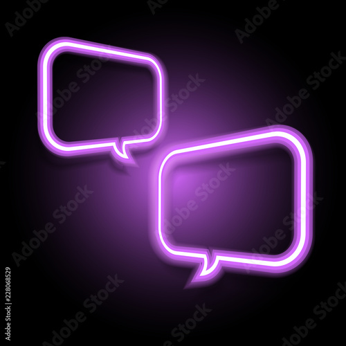 Violet neon speech bubble on dark background