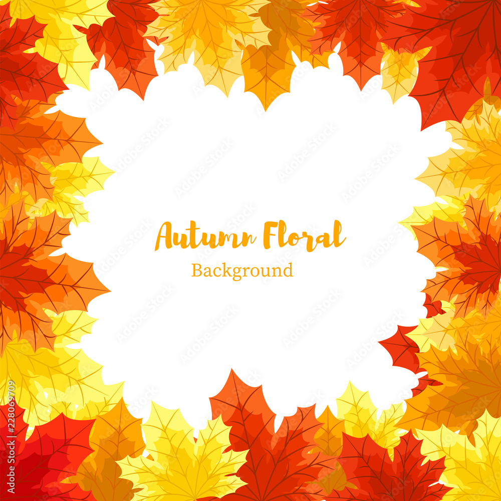 Autumn frame decoration with autumn maple leaves for your copy space on white background. Vector Illustration. Autumn frame decoration with autumn maple leaves for your copy space on white background. Vector Illustration.