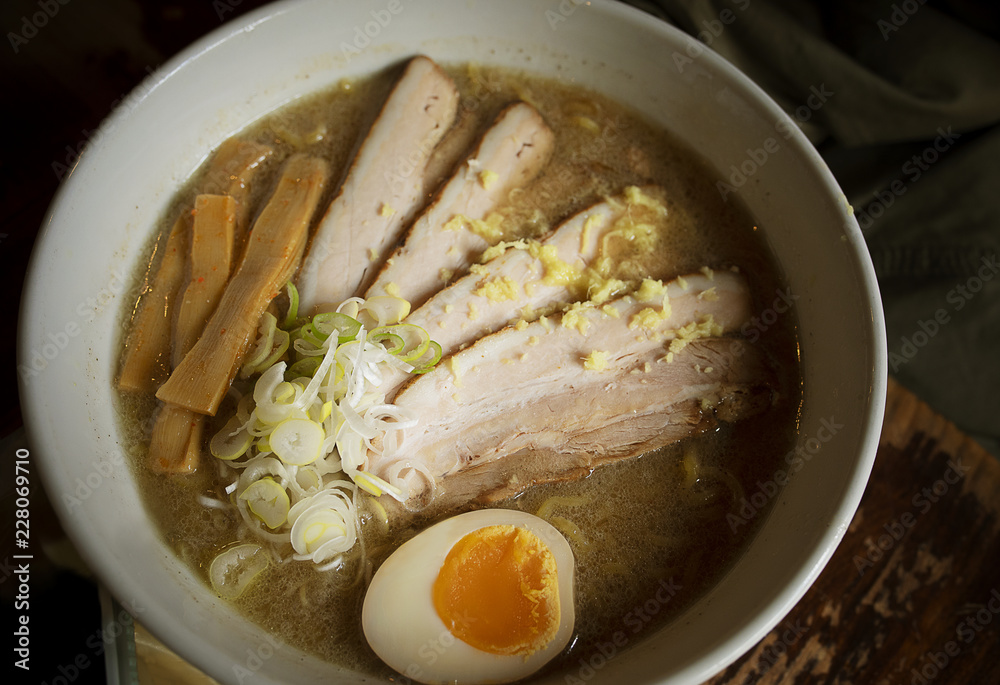 pork with eggs ramen street food sapporo city style