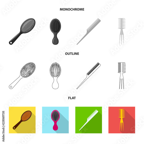 Vector illustration of brush and hair logo. Collection of brush and hairbrush vector icon for stock.