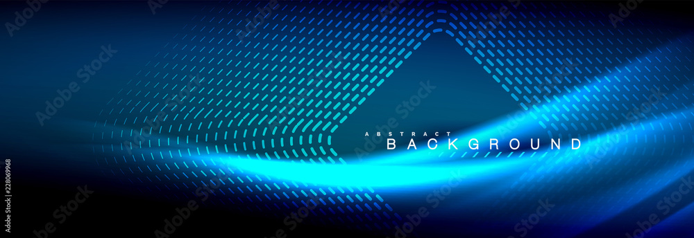 Neon glowing fluid wave lines, magic energy space light concept, abstract background wallpaper design Neon glowing fluid wave lines, magic energy space light concept, abstract background wallpaper design