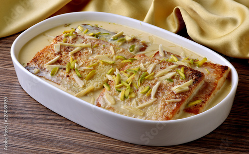 Shahi tukrey, A delicious and yummy bread pudding dipped in condensed cold milk for a mouth melting taste