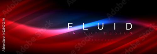 Neon glowing fluid wave lines, magic energy space light concept, abstract background wallpaper design