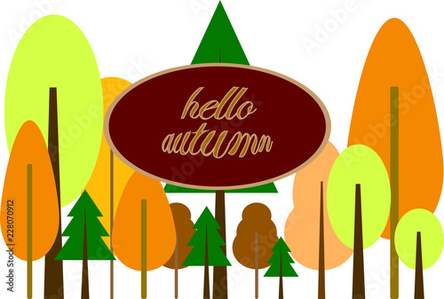 autumn-colored parks flat design style vector graphic illustration set