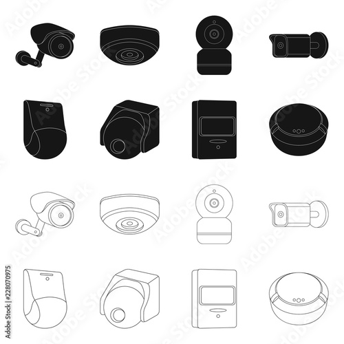 Isolated object of cctv and camera symbol. Collection of cctv and system vector icon for stock.