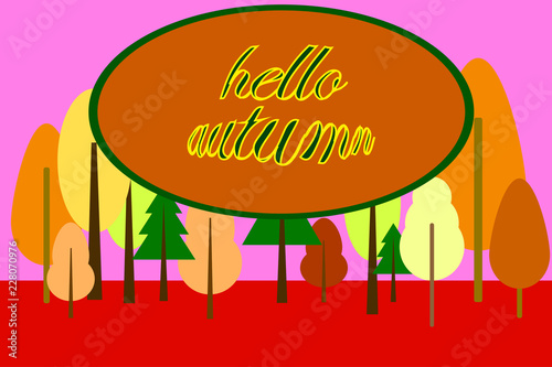bright colors of autumn. Hello Autumn Emblem. vector.