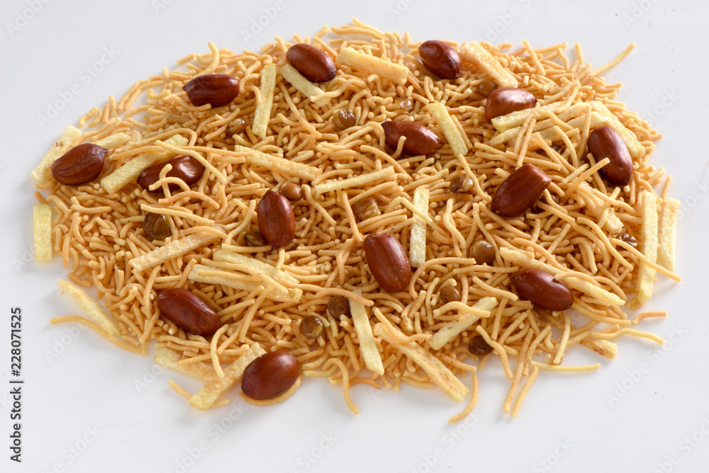 Mix Sev Nimco, Blend of sev with lentils, potatos & peanuts Mix Sev Nimco, Blend of sev with lentils, potatos & peanuts