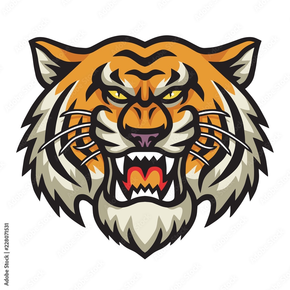 Angry Tiger Head Vector Logo Template Cartoon Mascot Stock Vector | Adobe  Stock