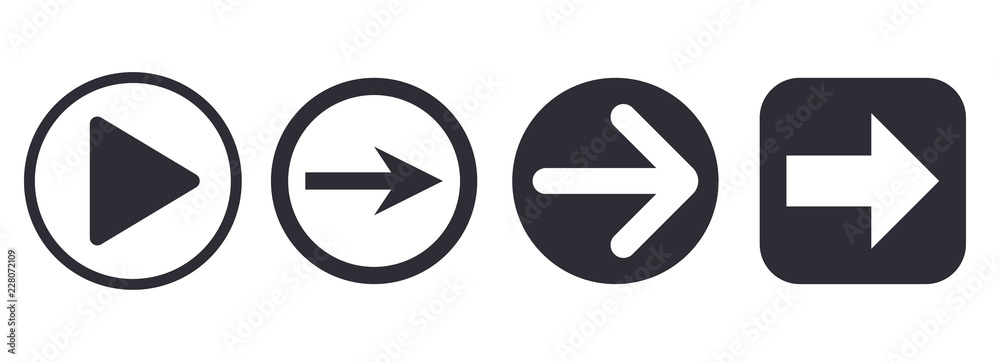 Arrows. Simple square and round icons Arrows. Simple square and round icons