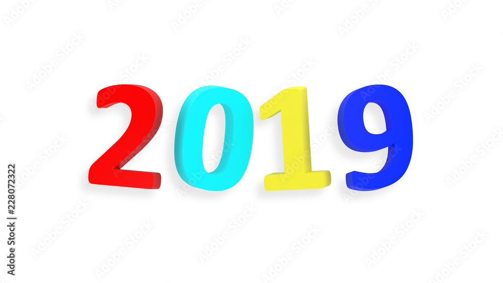 2019 3d sign. New Year. 2019 numbers isolated on white. Simple shapes. Year of Earth Pig. Winter holiday. Happy New Year. 3d illustration. 2019 3d sign. New Year. 2019 numbers isolated on white. Simple shapes. Year of Earth Pig. Winter holiday. Happy New Year. 3d illustration.