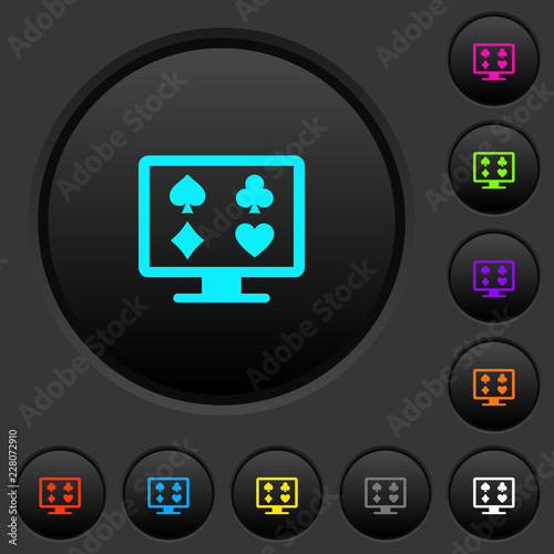Online gambling dark push buttons with color icons