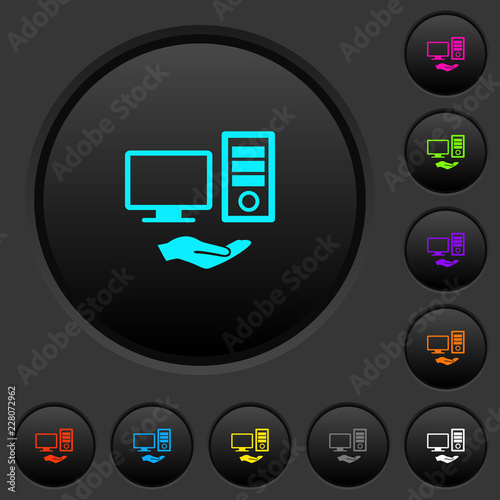 Shared computer dark push buttons with color icons
