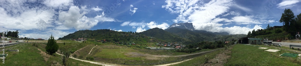 panorama view of beautiful Mount Kinabalu in Kundasang 