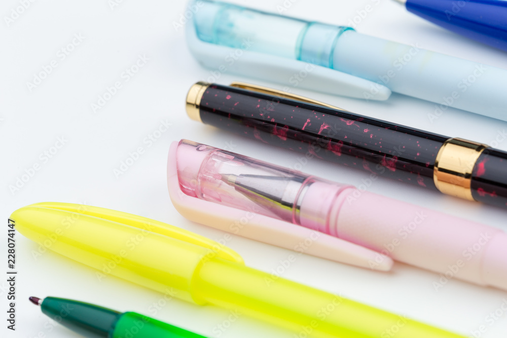 Set of pens isolated on white background Set of pens isolated on white background