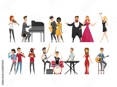Hobby of Musician People Set Vector Illustration