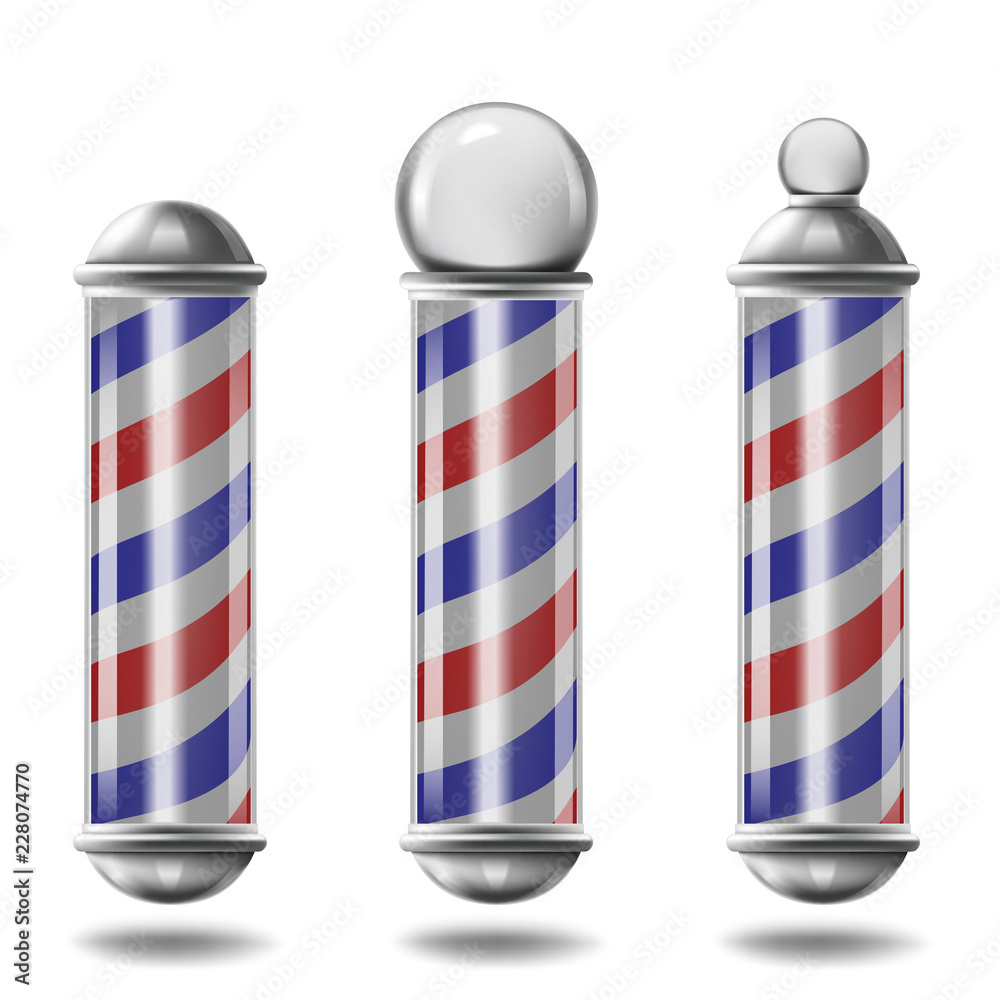 Barber pole set isolated Barber pole set isolated