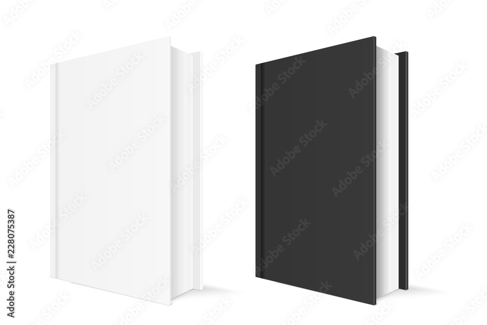 Books with white and black cover. Vertical position with blank covers Books with white and black cover. Vertical position with blank covers