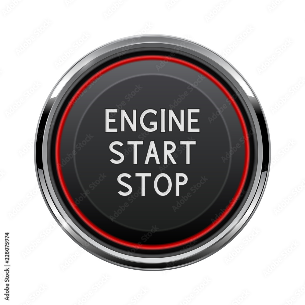 Engine start stop button. Car dashboard element Engine start stop button. Car dashboard element