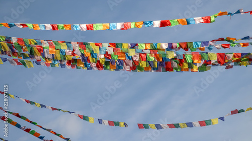 Фотография Prayer flags of Boudhanath Stupa in Nepal