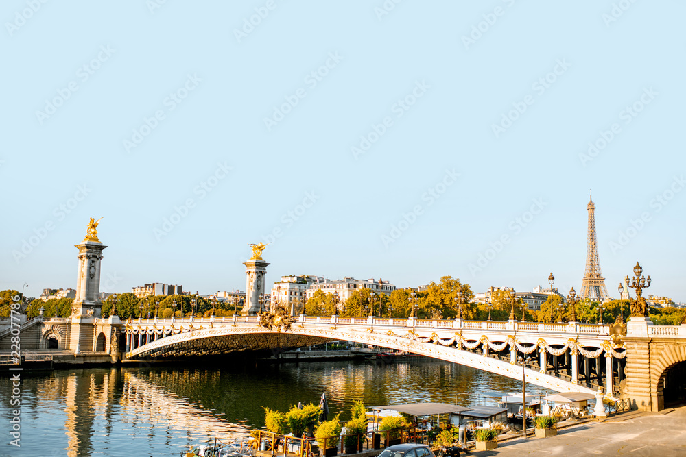 Alexandre bridge on Seine river during the morning light in Paris