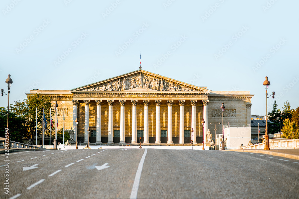 National Assembly of France building on Concordia bridge in Paris