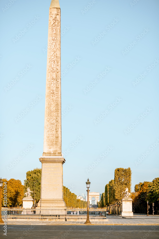 Luxor Obelisk on Corcordia square during the morning light in Paris
