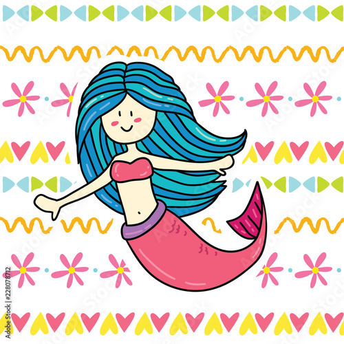 Cute cartoon mermaid illustration