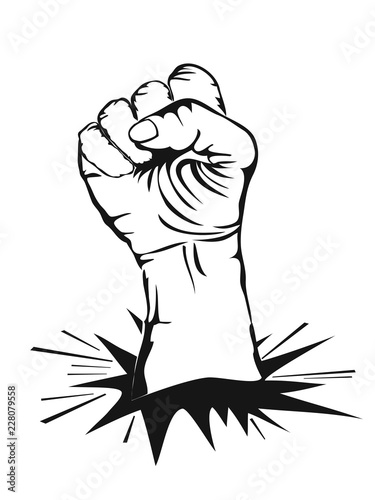fist punching wall background