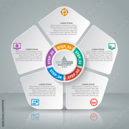 Abstract 3D Paper Infographics. Business template .Vector illustration
