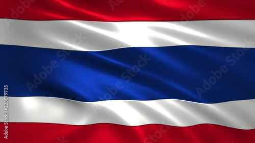 Charming 3D animation 4K flag of Thailand  on silk and shadow