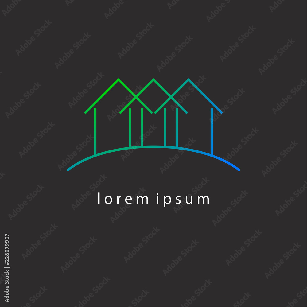 Thin gradient line houses