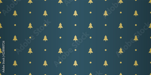 Luxury Golden Christmas Pattern with Trees