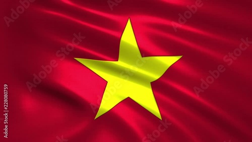 Charming 3D animation 4K flag of Vietnam  on silk and shadow