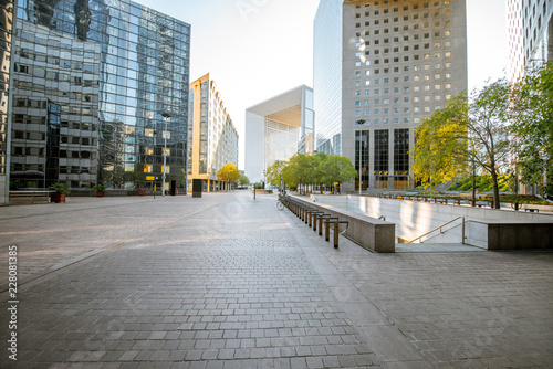 Photography Morning view of La Defense financial district with beautiful skyscrapers in Pari