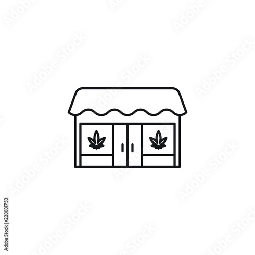 Dispensary Store Building vector black line art symbols on white background for commercial business medical marijuana cannabis health services website © Jordan