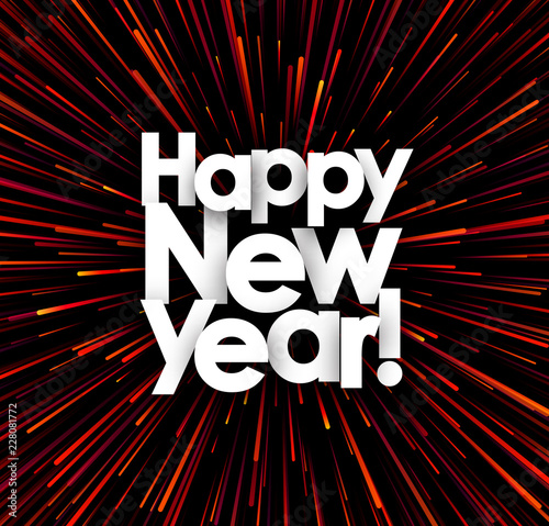 Happy New Year abstract background with red firework.