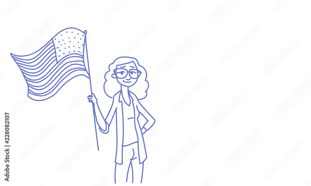 Woman hold United States flag Independence Day Woman hold United States flag Independence Day