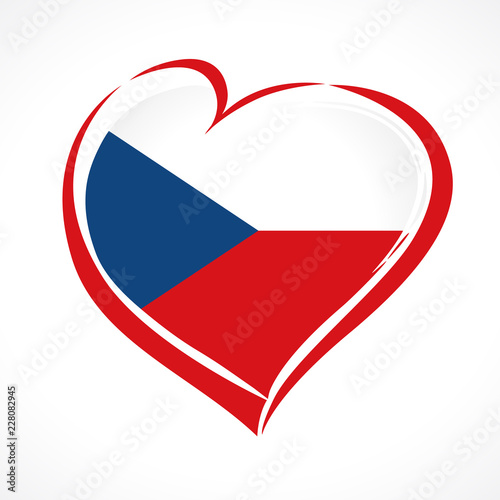 Love Czech Republic, heart emblem in national flag colored. Flag of Czechia with heart shape for Independence Day 28 October 1918 isolated on white background. Vector illustration