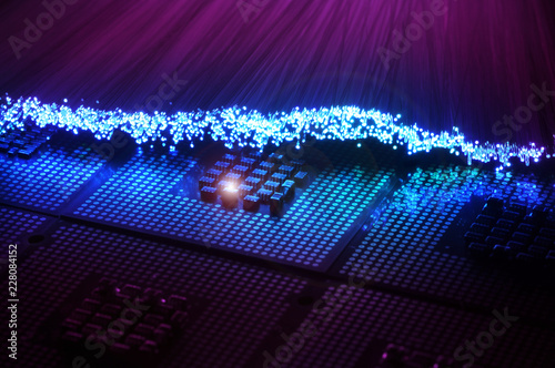 colored fiber optics over CPU Chip Processors photo