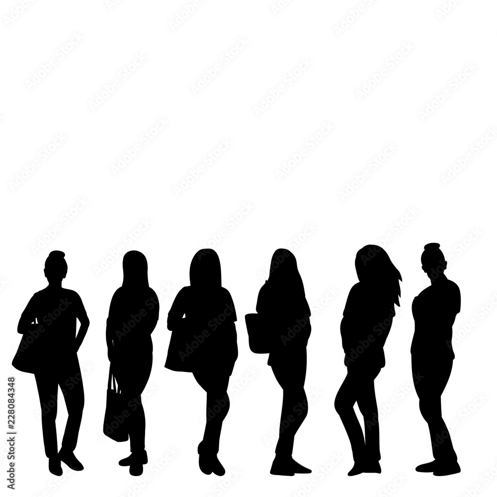 on white background girls silhouette, set on white background girls silhouette, set