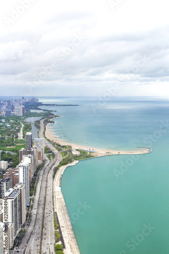 Chicago beach and skyline seen from John Hancock Center