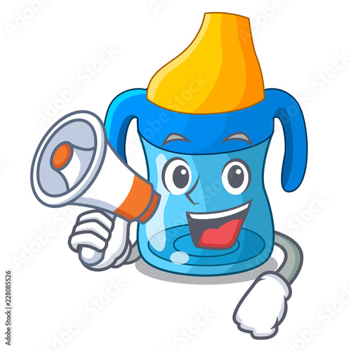 With megaphone character baby training cup with handles