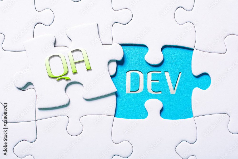The Words QA And Dev In Missing Piece Jigsaw Puzzle The Words QA And Dev In Missing Piece Jigsaw Puzzle