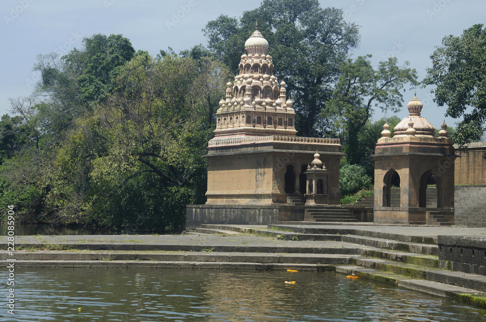 Temple on Krishna Ghat, Menavali, Wai, Maharashtra. These temples are located behind the Phadnis Wada.