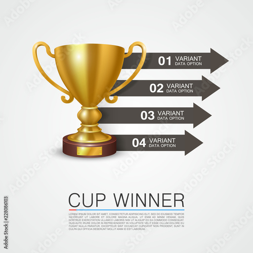 Graphic information Winner cup art. Vector illustration