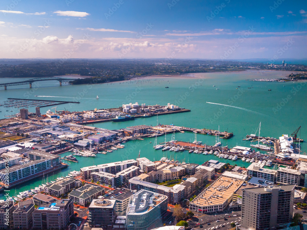 Auckland harbour aerial view