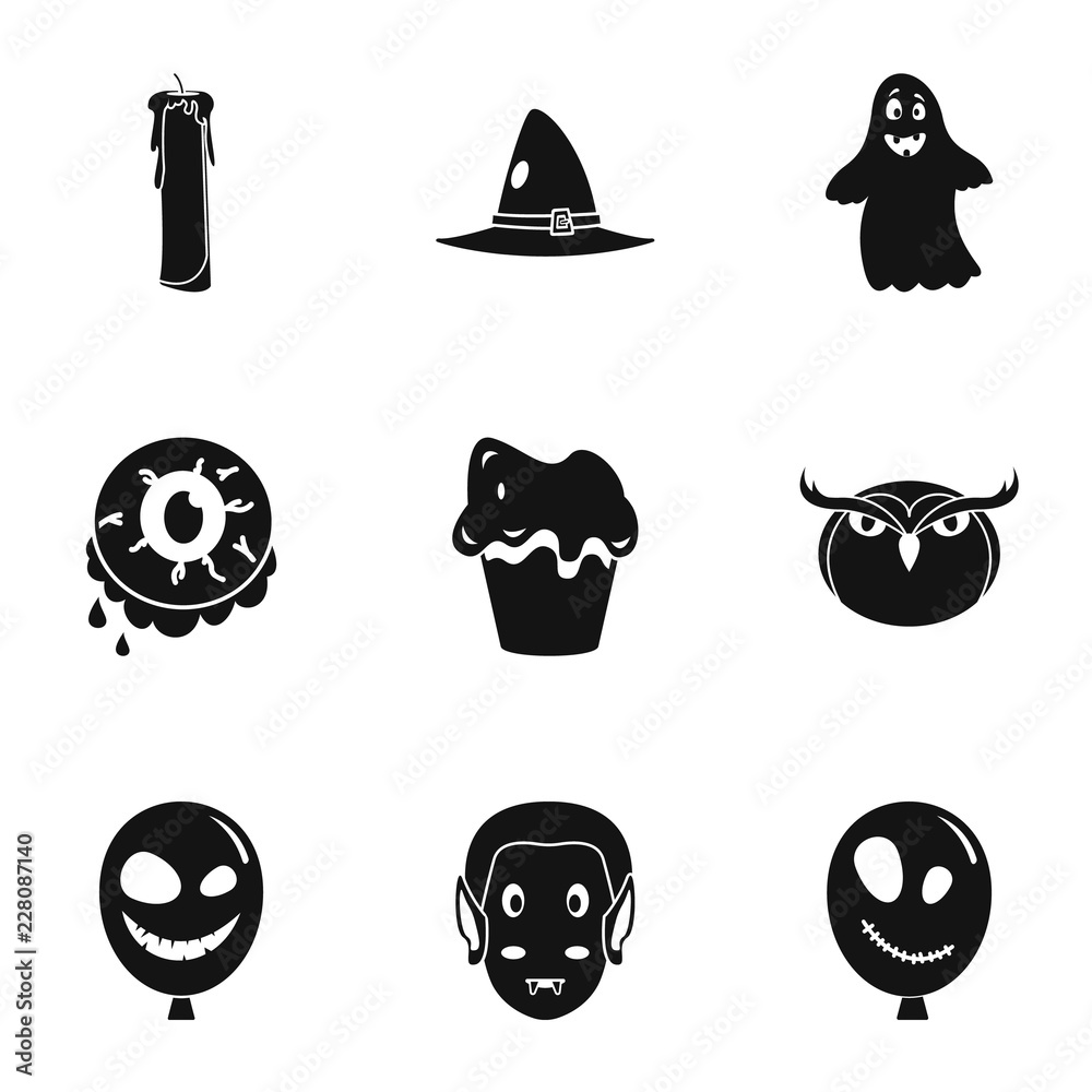 Happy halloween icon set. Simple set of 9 happy halloween vector icons for web design on white background