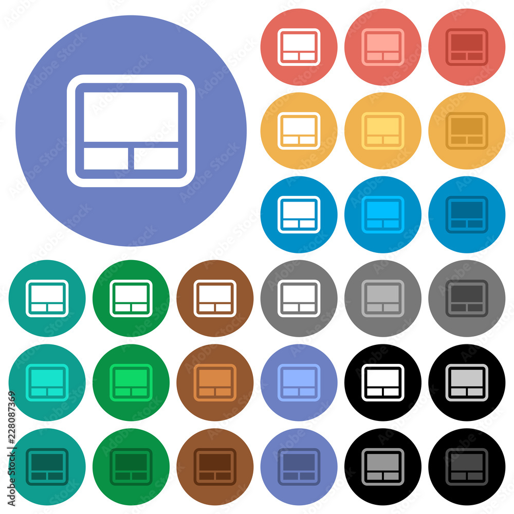 Laptop touchpad round flat multi colored icons