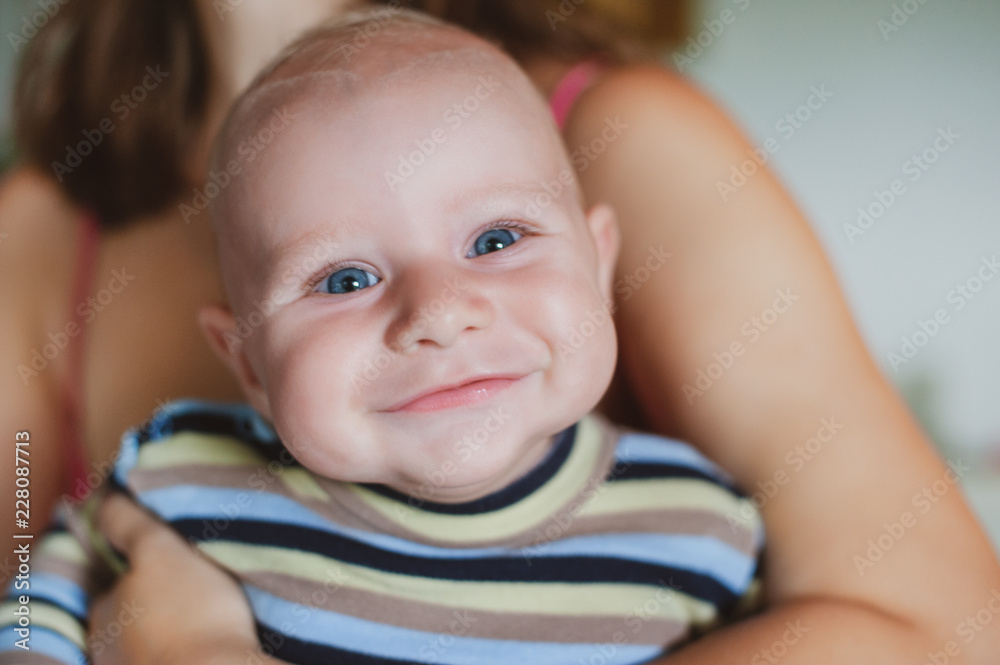 Smiling baby with puffy cheeks Smiling baby with puffy cheeks